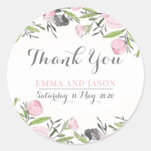 Bloom floral Boda Favor Gracias Frontera Etiqueta