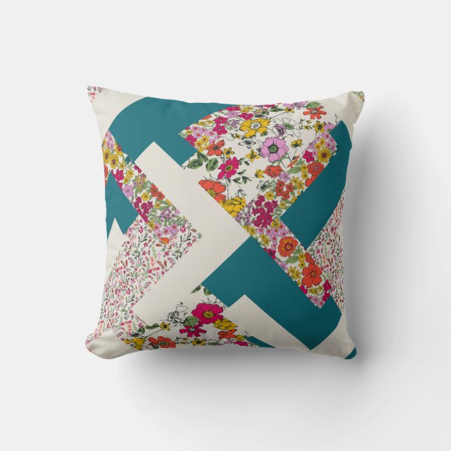 Bloom Geométrico - Cojín decorativo floral moderno (Anverso)