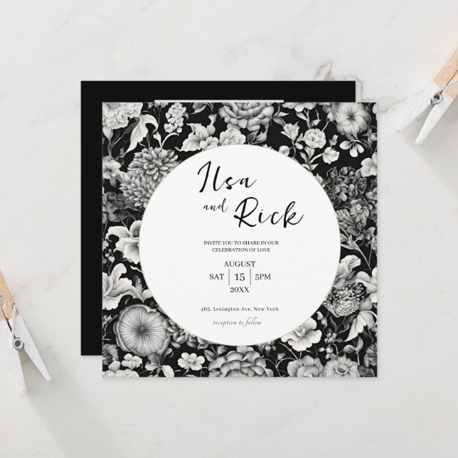 Bloom nocturno: Una invitación a una boda floral o (Anverso/Reverso In Situ)