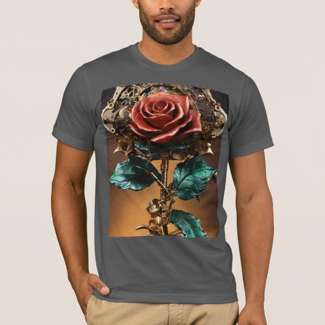 Bloom Rosa Steampunk - Camiseta de Elegancia Mecán (Anverso)