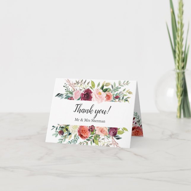 Bloom ruso | Tarjeta de agradecimiento del Boda de (Anverso)