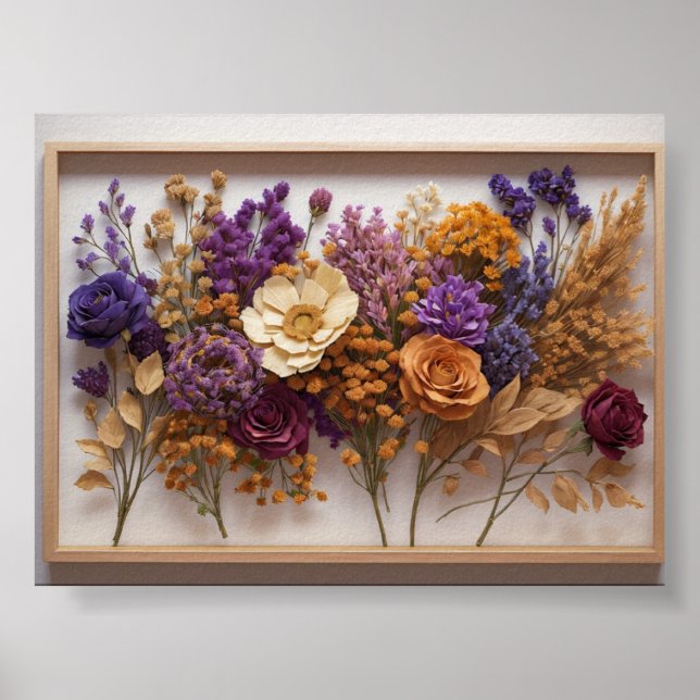 Bloom sin tiempo: arte en el muro de flores secas (Frente)