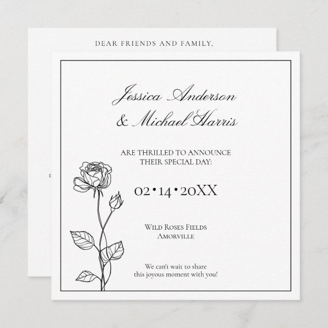 Bloom sin tiempo con texto Guardar tarjeta de fech (Anverso / Reverso)