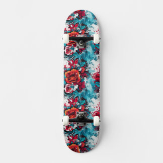 Bloom Urbano: Skateboard de graffiti rojo y azul e