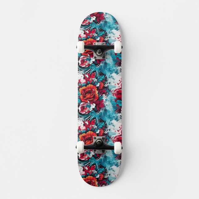 Bloom Urbano: Skateboard de graffiti rojo y azul e (Anverso)