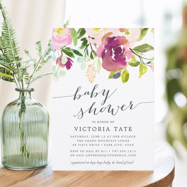 Bloom vibrante | Invitación a Baby Shower acuarela (Subido por el creador)