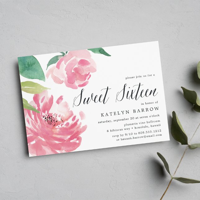 Blooming Peony | Dulce Dieciséis Invitaciones (Subido por el creador)