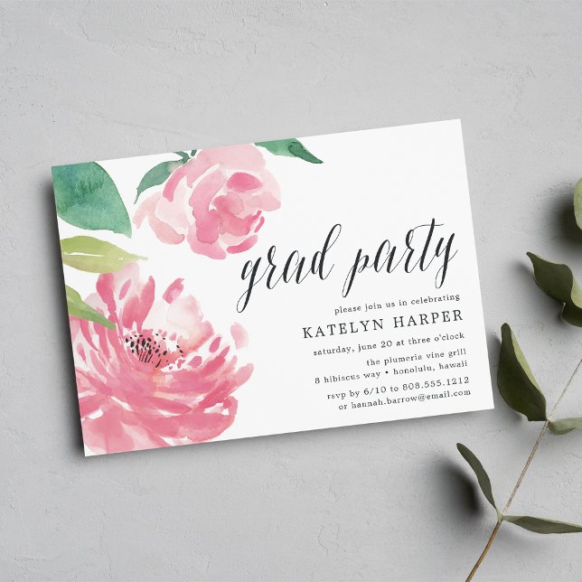 Blooming Peony | Invitación a la fiesta de graduac (Subido por el creador)