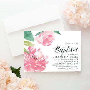 Blooming Peony   Invitación al bautismo