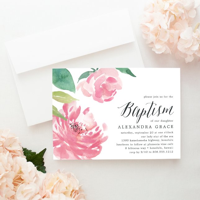 Blooming Peony | Invitación al bautismo (Subido por el creador)