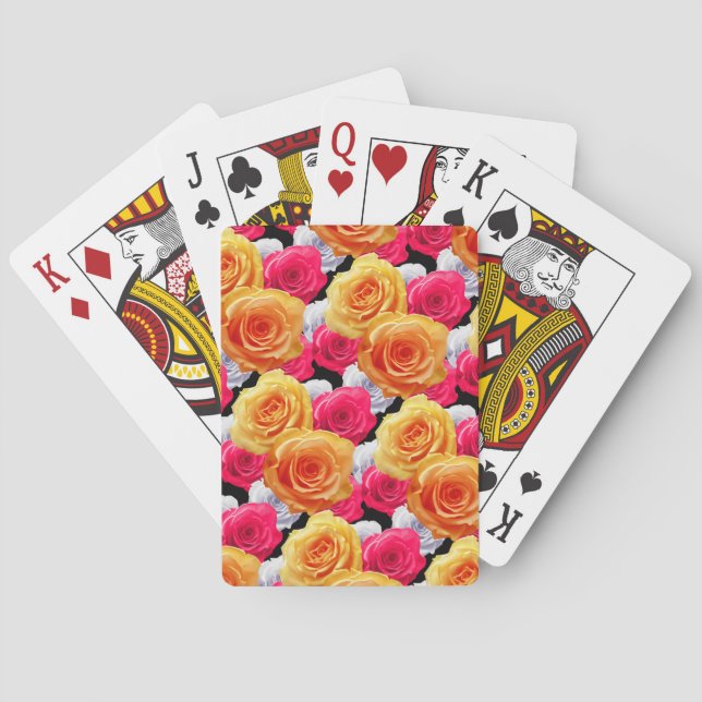 Blooming Rosas Motif Cartas de Juego Clásicas (Reverso)