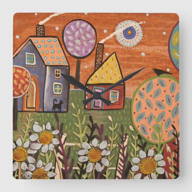 Blooms Acrílico reloj de pared (Anverso)