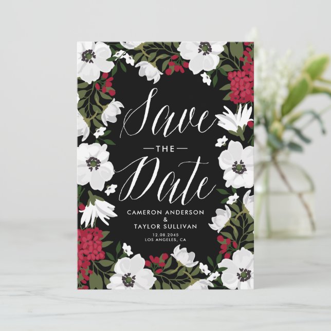 Blooms de anémona roja salvan el anuncio de la fec (Anverso de pie)