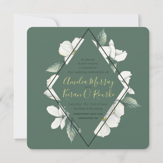Blooms de dogwood, invitación a la boda (Anverso)
