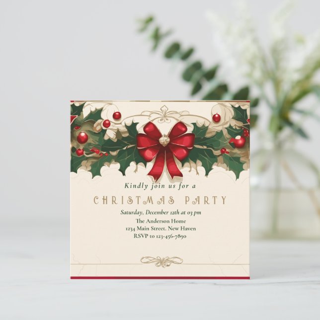 Blooms Vintage: Invitación a Navidades retro (Anverso de pie)