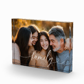 Bloque Acrílico de Foto del Corazón del Guión de l
