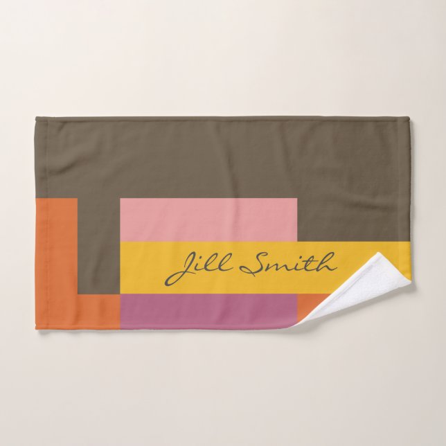 Bloque amarillo marrón moderno (Toalla de mano)