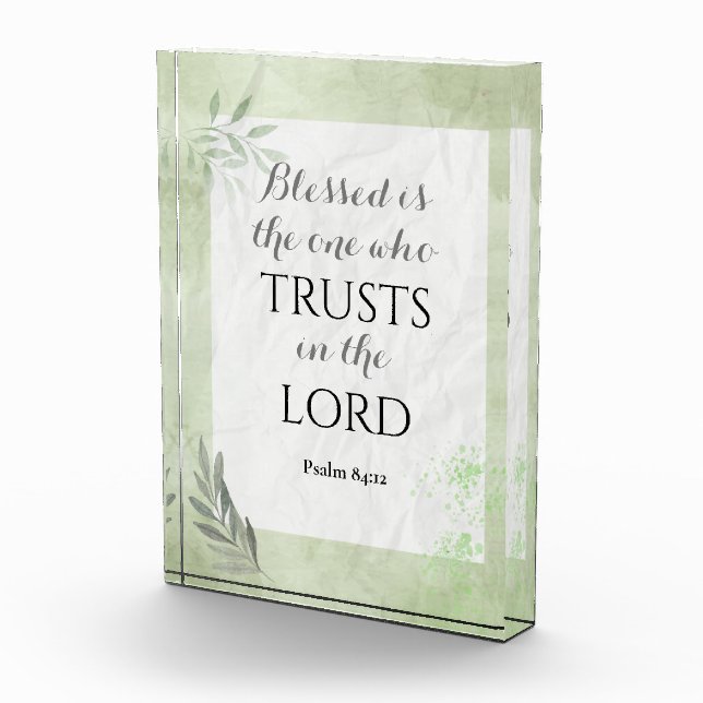Bloque Biblia Verse Acrílico - Salmo 84:12 (Derecha)