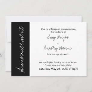 Bloque blanco negro postergó Invitación Boda