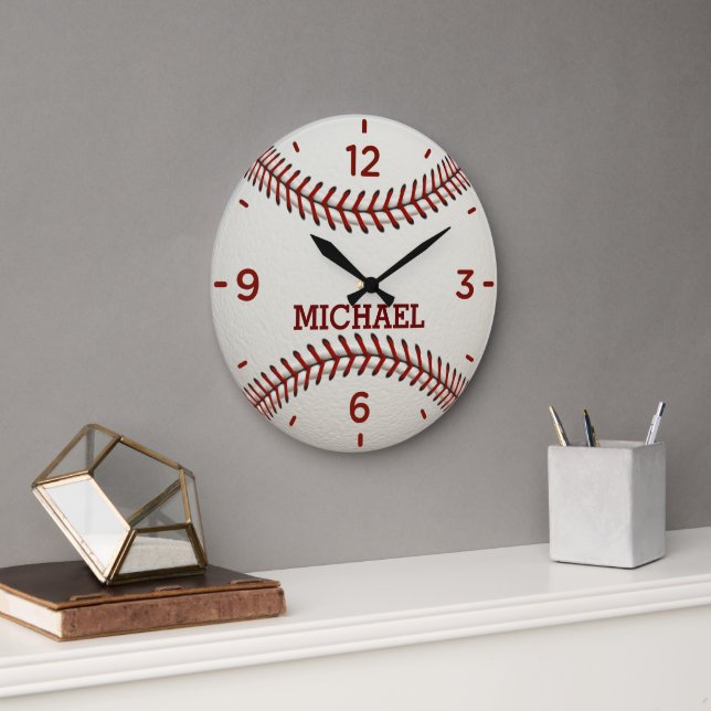 Bloque de béisbol Monograma Reloj de pared acrílic (Oficina)