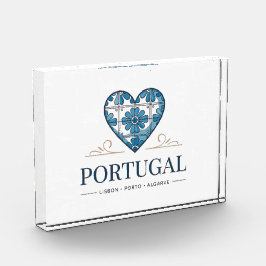 Bloque de Foto Acrílico Corazón Azulejo de Portuga