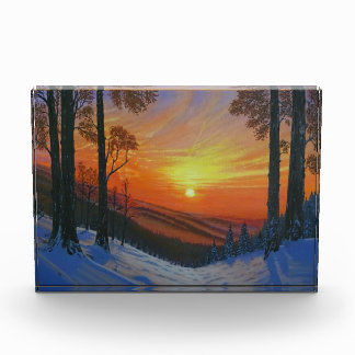 Bloque de Foto - "Atardecer sobre bosque nevado"