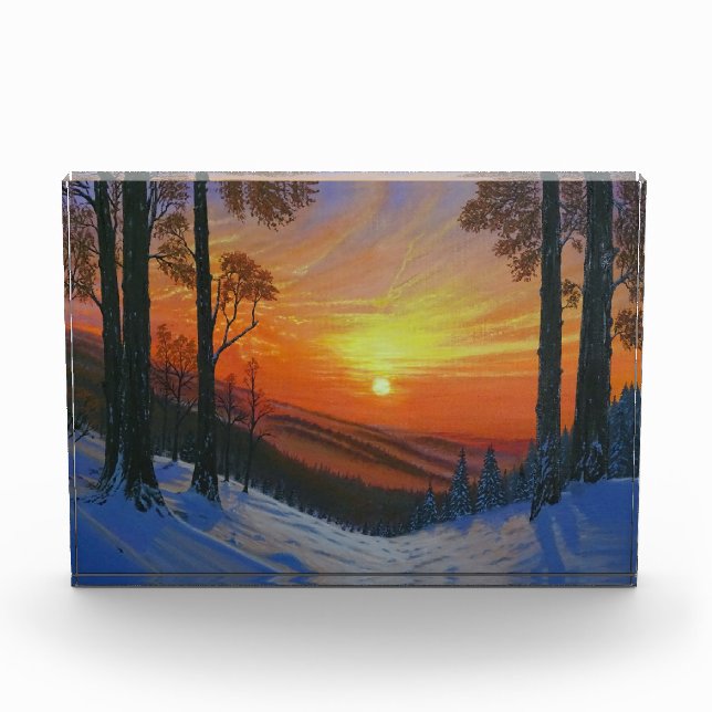 Bloque de Foto - "Atardecer sobre bosque nevado" (Anverso)