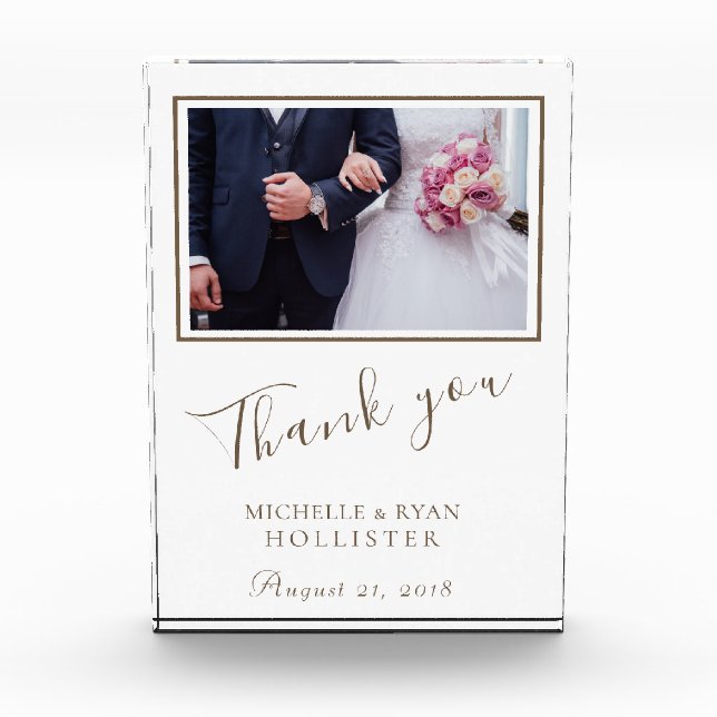 Bloque de Foto de Boda Elegante Gracias (Anverso)