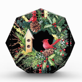 Bloque de Foto de Corona de Navidad en Acuarela