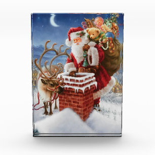 Bloque de Foto de Papá Noel en el Tejado