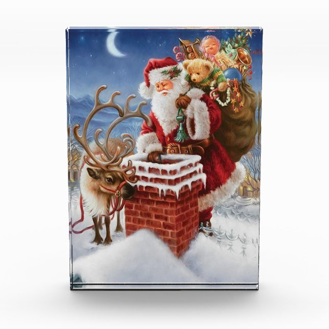 Bloque de Foto de Papá Noel en el Tejado (Anverso)