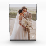 Bloque de Foto de Recuerdo de Corazón Blanco de Bo<br><div class="desc">Bloque de foto de boda moderna. El corazón se puede cambiar a cualquier color. Un dulce recuerdo para escritorio,  repisa,  estantería o mesa de noche para su hogar,  oficina o estudio.</div>