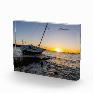 Bloque de Foto del Atardecer del Velero y Malecón 
