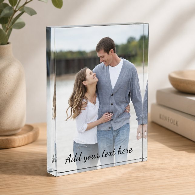 Bloque de Foto Personalizada Agrega tu Texto Foto (Personalized Photo Add Your Text Photo Block)