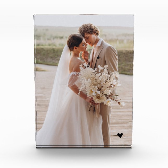 Bloque de Fotos de Boda Moderna con Corazón Negro (Anverso)
