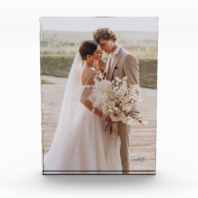 Bloque de Fotos de Boda Moderna Corazón Azul (Anverso)