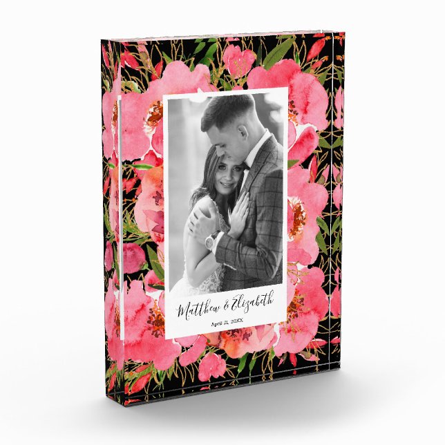 Bloque de fotos de casamiento floral personalizado (Izquierda)