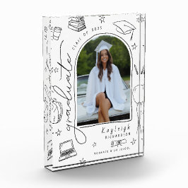 Bloque de fotos de graduación con mano blanca negr