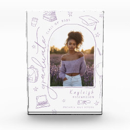 Bloque de fotos de graduación con retro de lavanda