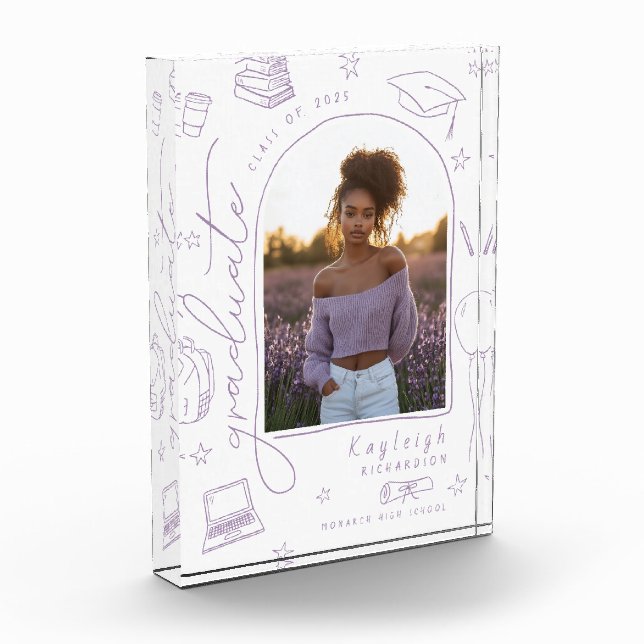Bloque de fotos de graduación con retro de lavanda (Izquierda)