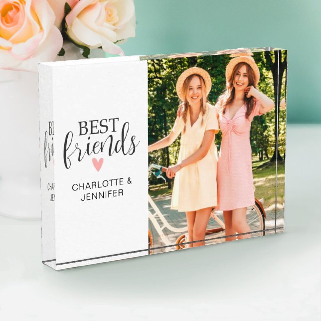 Bloque de fotos de Keepsake de los mejores amigos (Add a cute photo to this acrylic photo block for an awesome gift for your best friend.)