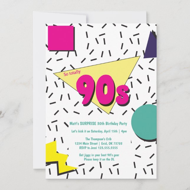 Bloque de Invitación Retro Tema 90s (Anverso)
