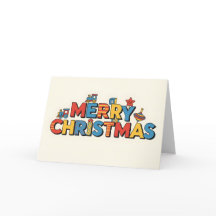 Bloque de juguete retro para niños Feliz Navidad