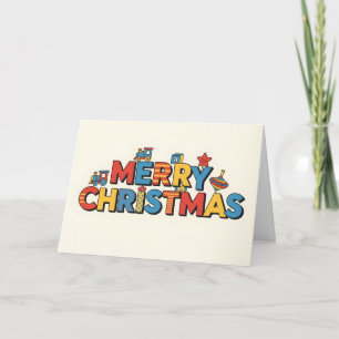 Bloque de juguete retro para niños Feliz Navidad
