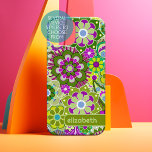 Bloque de nombres personalizado de patrón floral d<br><div class="desc">Un diseño audaz y floral con tonos coloridos de violeta y verde con un divertido bloque de color para añadir tu nombre o cualquier texto. El patrón de flor loco tiene una variedad de colores. Puede agregar un nombre, un monograma u otro texto personalizado. Si necesita mover el dibujo, haga...</div>