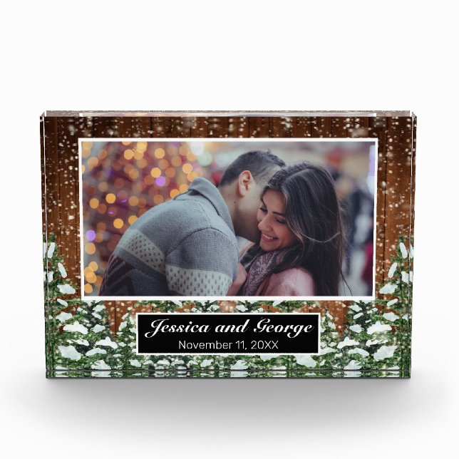 Bloque de vidrio de madera de nieve y fotografía f (Anverso)