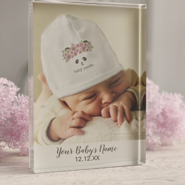 Bloque fotográfico simple de Personalizado de Reci (Just upload your photo and add  a name and birth date to this baby photo block)