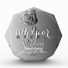 Bloque Para Fotos 11° Aniversario Boda con Rosa de acero