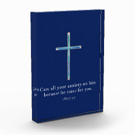 Bloque Para Fotos 1 Peter 5:7 Cruz Minimalista