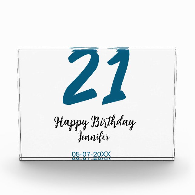 Bloque Para Fotos 21 cumpleaños negrita letra azul simple mínimo (Anverso)